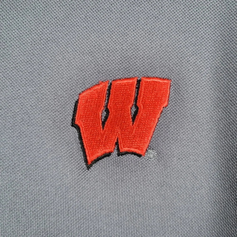 Adidas Polo Shirt Men's XL‎ Gray Wisconsin Badgers ClimaCool Short Sleeve Golf